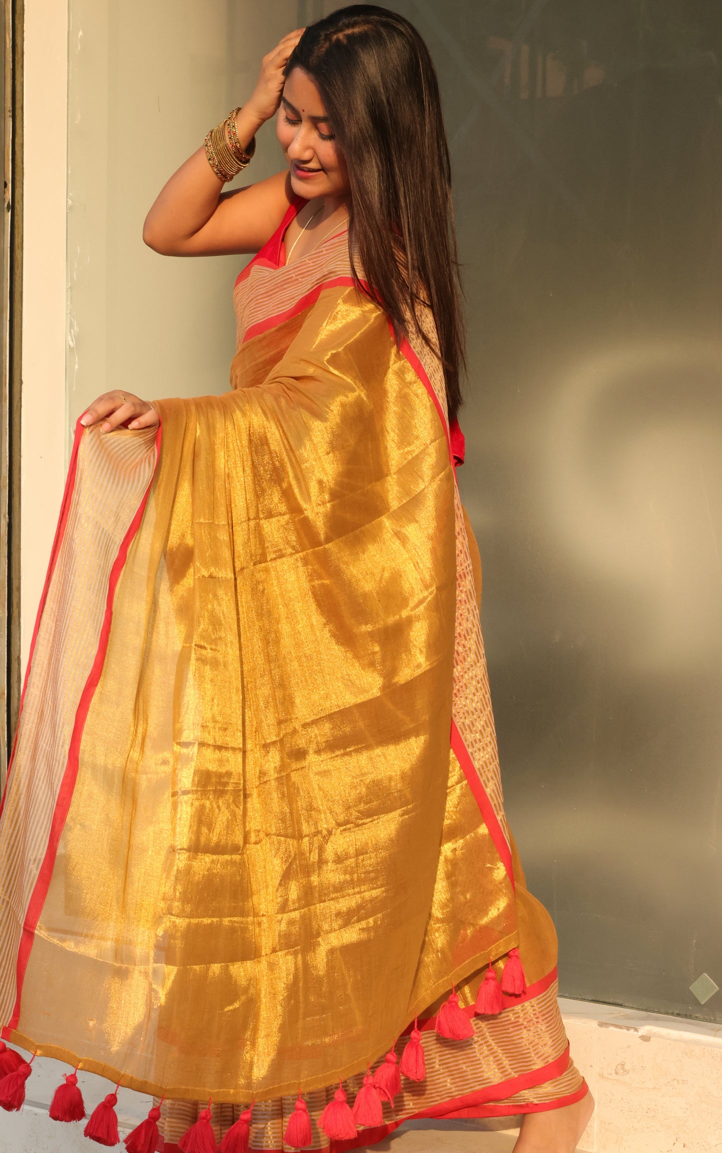 Royal Sun Glow Tissue Saree