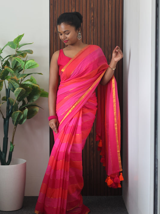 Zari Strips Mul Cotton