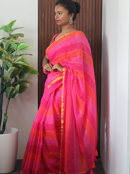 Zari Strips Mul Cotton
