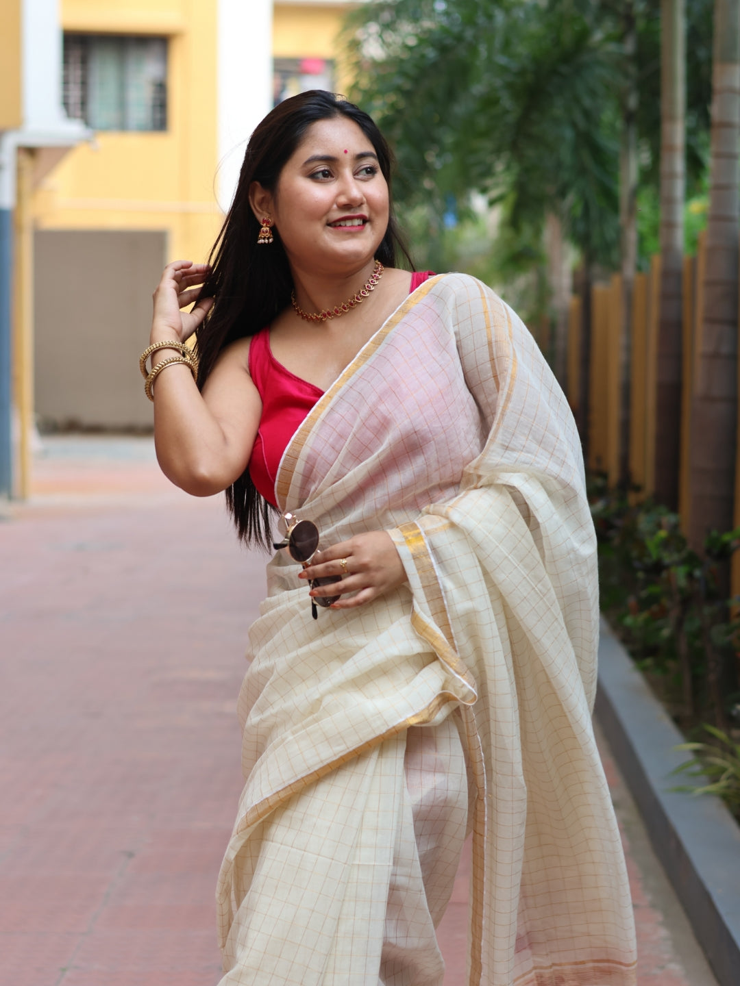 Pure Grace Check Mul Cotton Saree