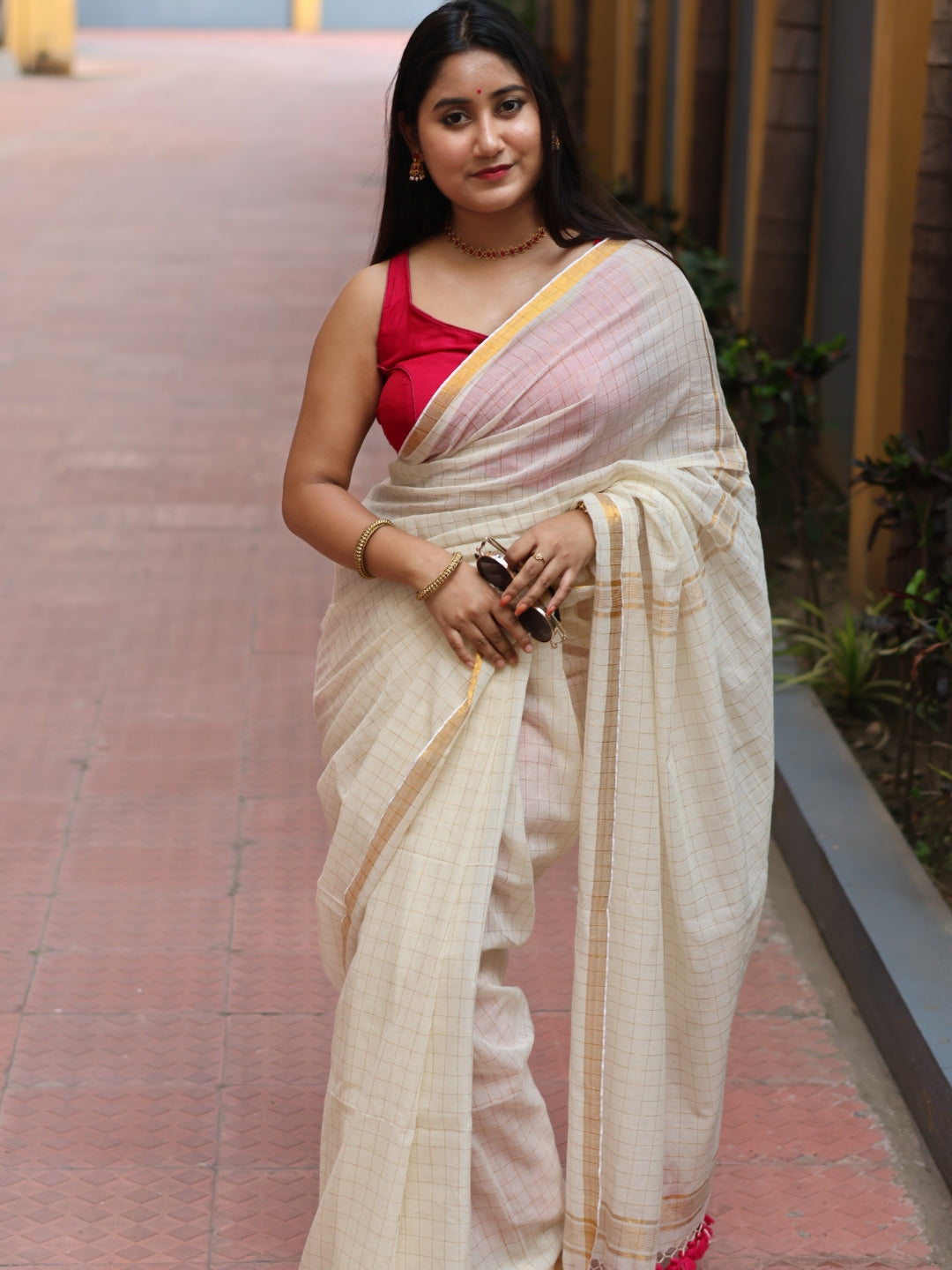 Pure Grace Check Mul Cotton Saree