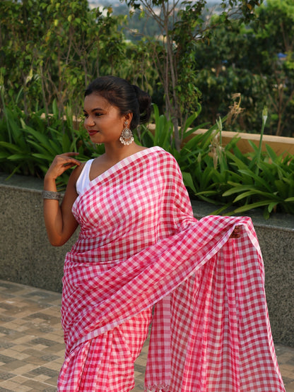 Pink Checked Mulcotton