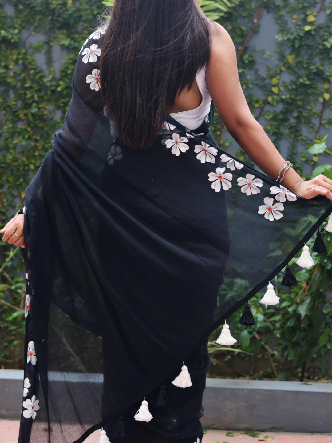 Flower Print Mulmul Cotton Saree
