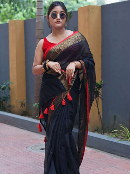 Kasavu Black Mull Cotton Saree