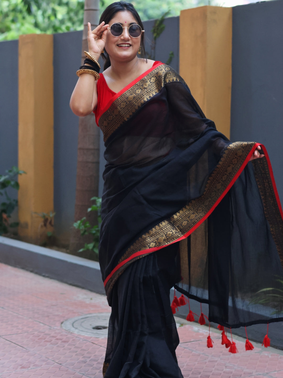 Kasavu Black Mull Cotton Saree