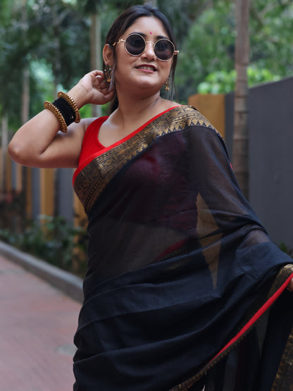 Kasavu Black Mull Cotton Saree