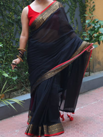 Kasavu Black Mull Cotton Saree