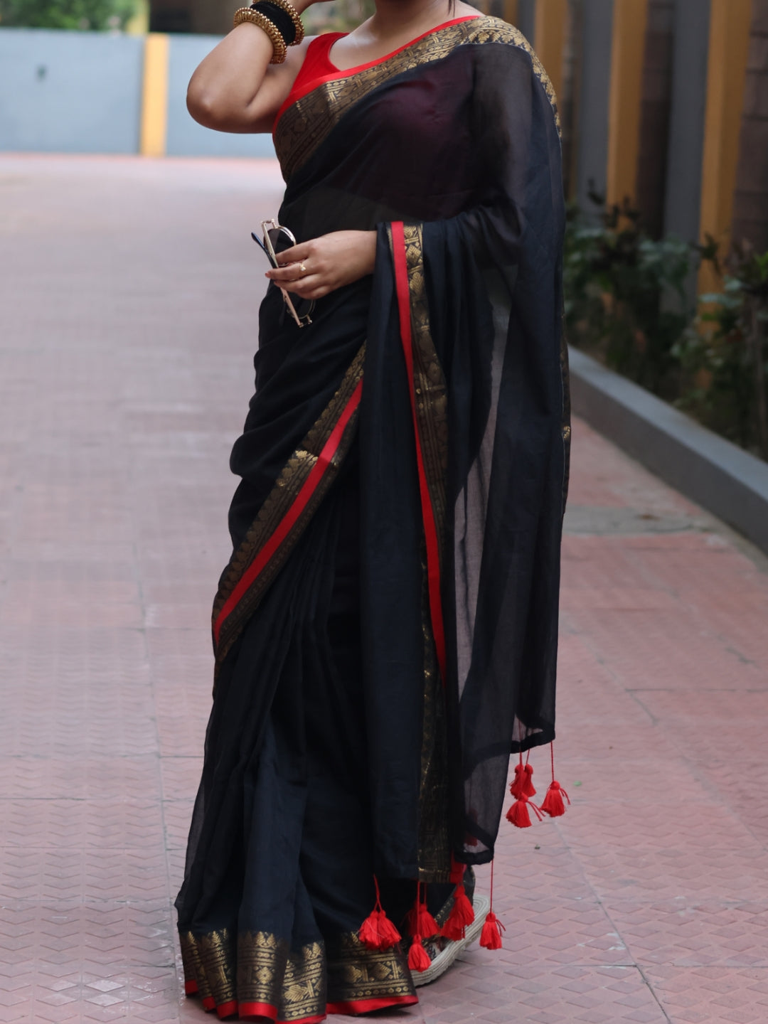 Kasavu Black Mull Cotton Saree