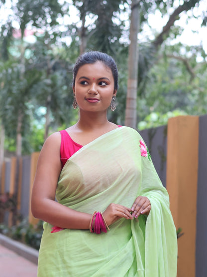 Hand Embroidery Mul Cotton Saree