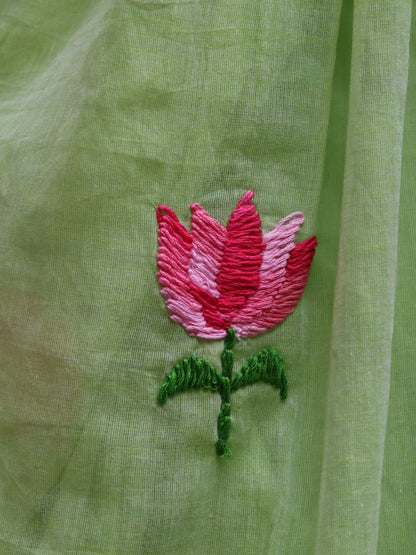Hand Embroidery Mul Cotton Saree