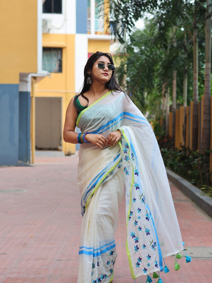 Small Flower Mul Cotton Saree