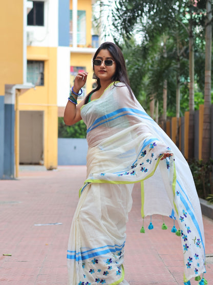 Small Flower Mul Cotton Saree
