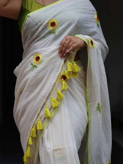 Sunflower Mulmul Cotton Saree