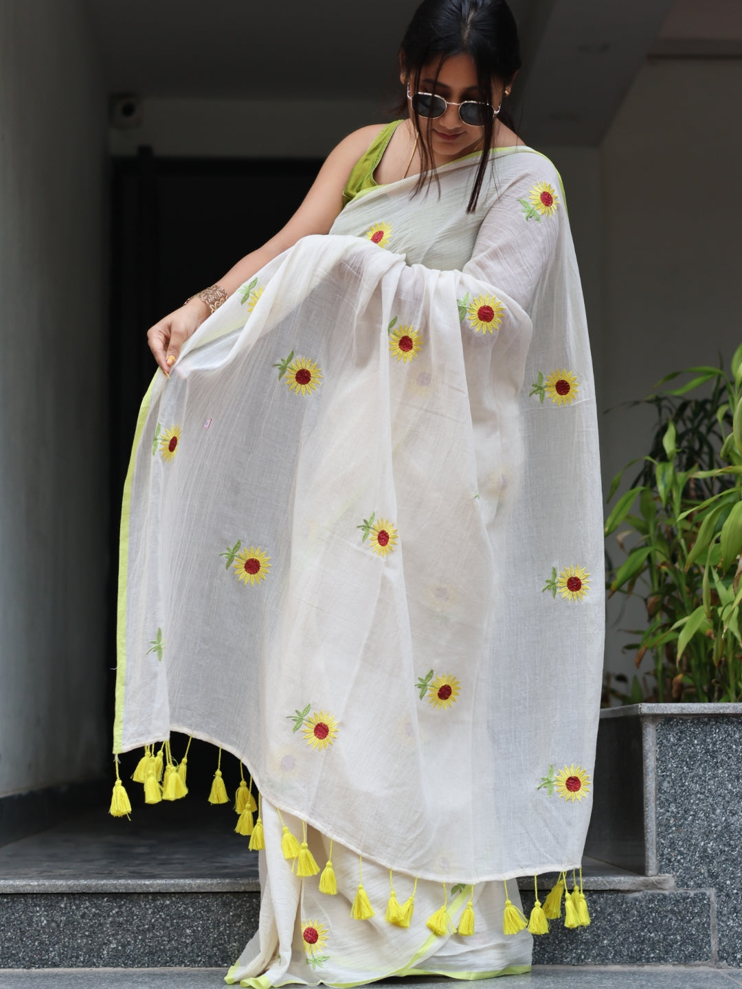Sunflower Mulmul Cotton Saree