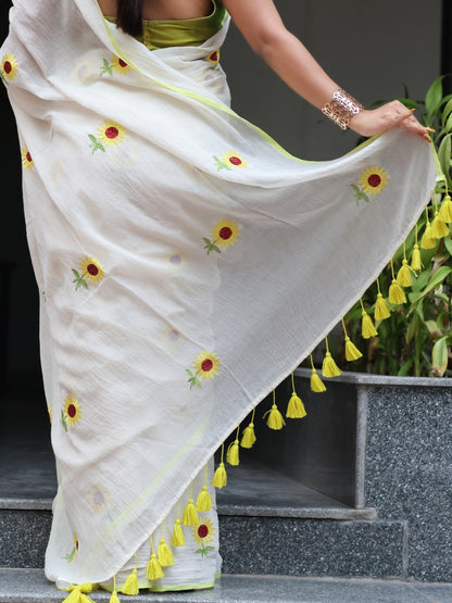 Sunflower Mulmul Cotton Saree