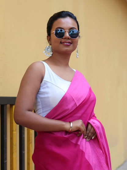 Pink  Petal Mulmul Cotton Saree